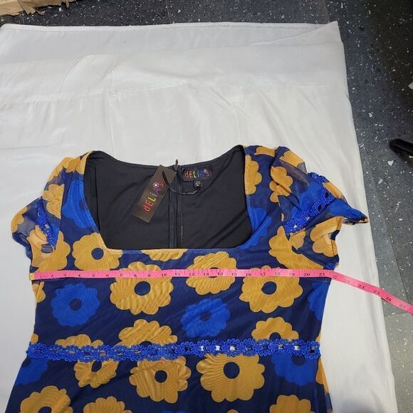 NEW Dolls Kill x Delias prismatic‎ perception groovy puff sleeve mesh dress 2X - Picture 7 of 8